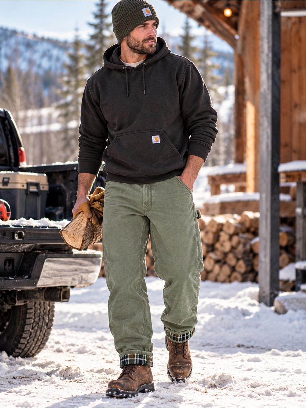 Carhartt B0111-M Lined Work Pants 34x36
Olive Green Plaid Lining